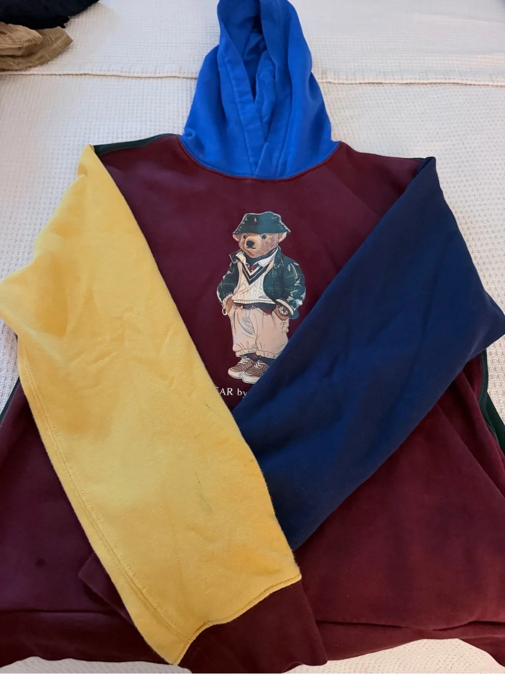 Ralph Lauren Colorblock Polo Bear Hoodie - Burgundy, Blue, Yellow, Navy